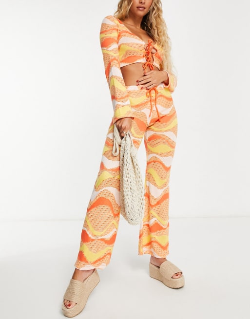 New Girl Order - Gebreide co-ord set in oranje