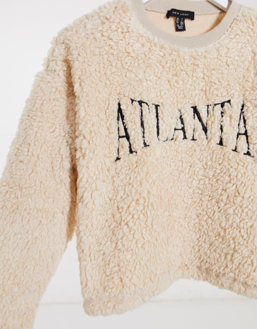 New Look - Atlanta - Ensemble sweat en teddy et jogger - Crème