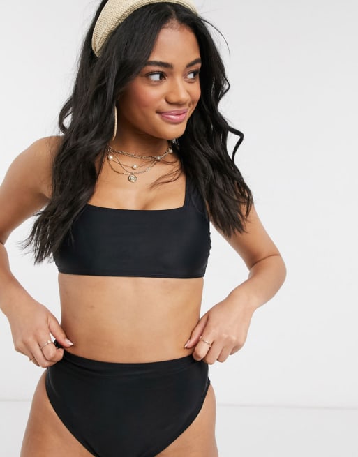 New Look - Bikini met overslag in zwart 