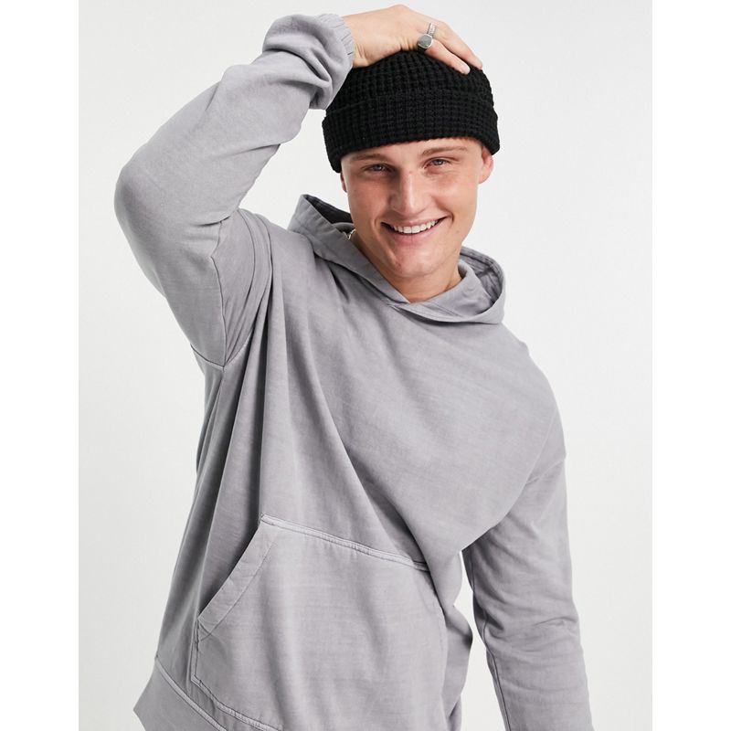 Joggers Uomo New Look - Coordinato con joggers e felpa con cappuccio oversize grigio slavato