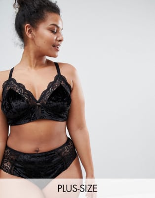 New Look Curve - Ensemble de lingerie brassière et culotte en dentelle et velours