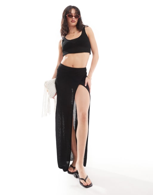 New Look – Gehäkeltes Strand-Set in Schwarz