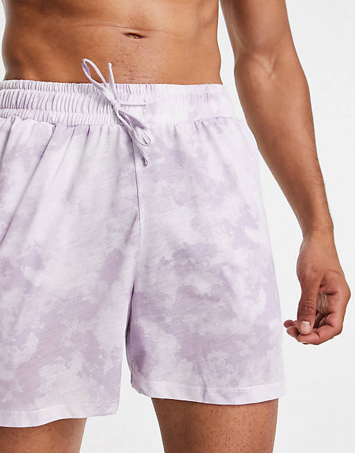 New Look lounge co-ord t-shirt and shorts in tie dye purple