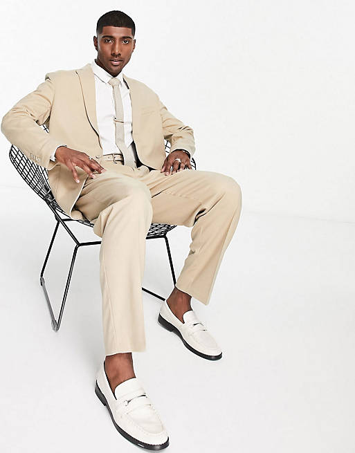 New Look relaxed fit suit in tan