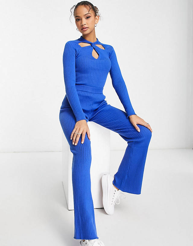 New Look - ribbed knitted blue co-ord