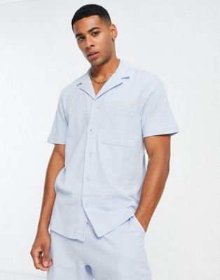 New Look shirt and short co-ord with light blue waffle | ASOS