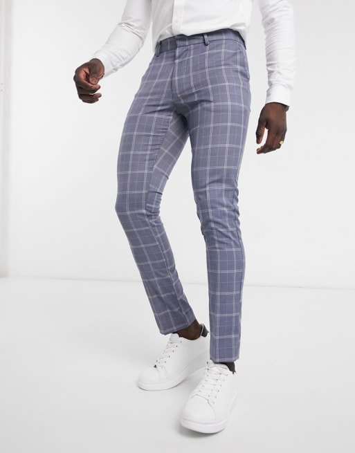 New look skinny check jacket and trouser in blue | ASOS