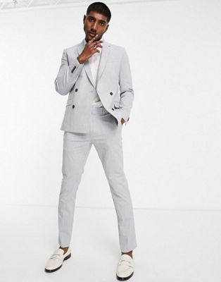 New Look skinny suit in light grey check