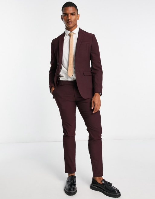 Burgundy shop skinny suit