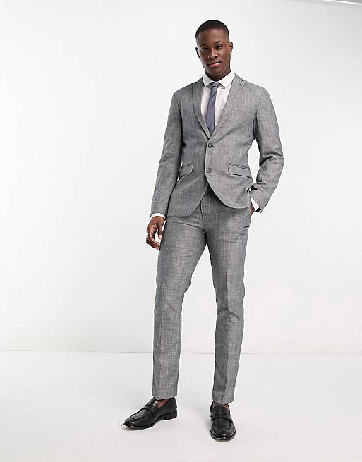 New Look slim suit in dark grey texture | ASOS