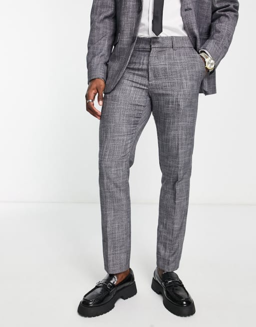 New Look slim suit in dark grey texture