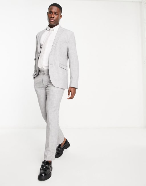 New Look slim suit in grey texture