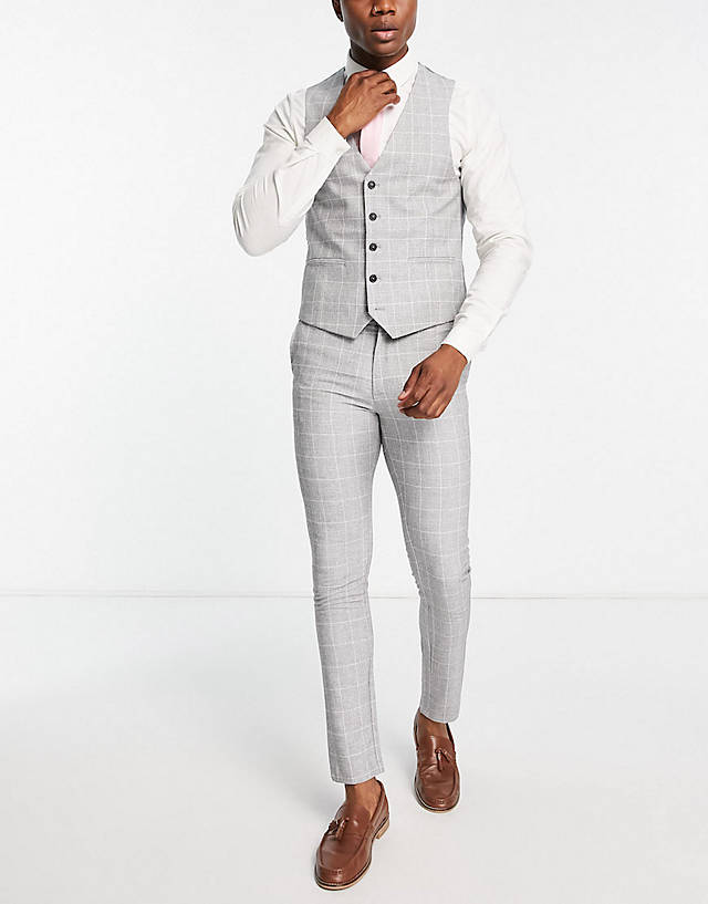 New Look - super skinny suit in grey check