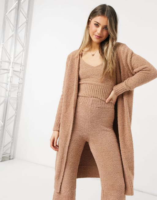 New Look teddy borg co ord lounge set in mink ASOS