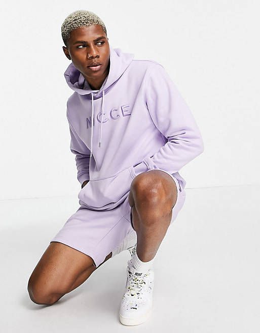 Nicce mercury embroidered sweatsuit set  in lilac