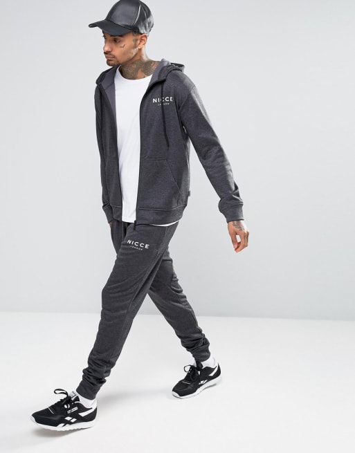 Nicce polytech tracksuit set in charcoal