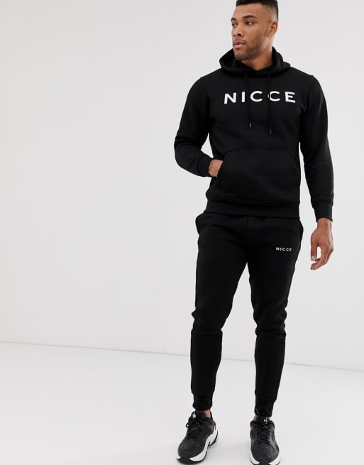 Nicce skinny tracksuit in black with logo