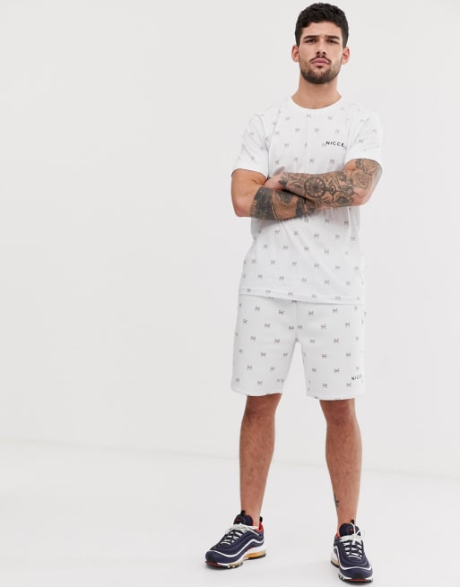 Nicce two-piece with all over logo in white