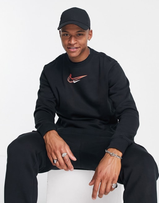 Black nike 2025 tracksuit red tick