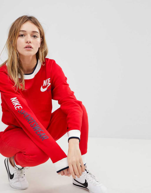 Nike – Archive – Czerwona dwustronna bluza i spodnie dresowe