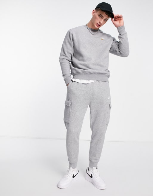 Nike grey best sale tracksuit top