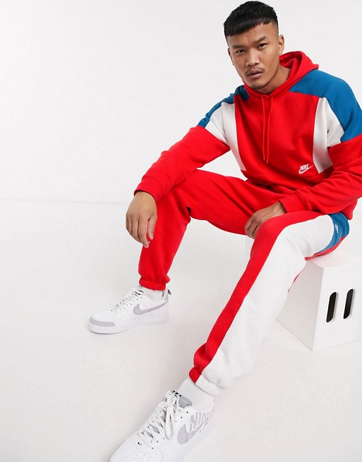 Nike colourblock tracksuit in red
