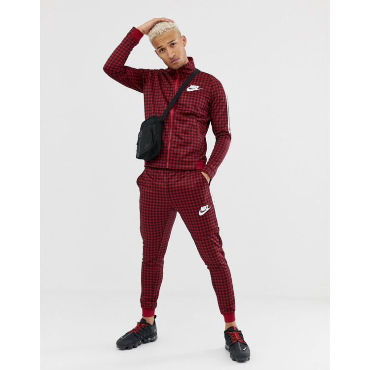 Red checkered nike tracksuit on sale