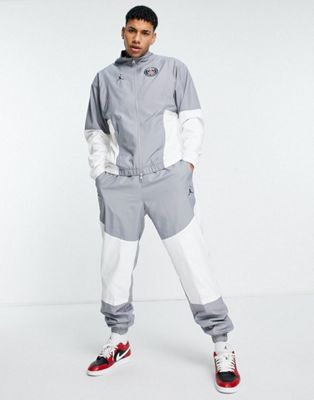 Nike Jordan Paris Saint-Germain woven tracksuit in grey and white
