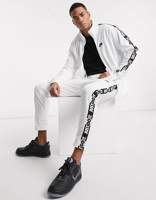 Nike Just Do It taping tracksuit in white