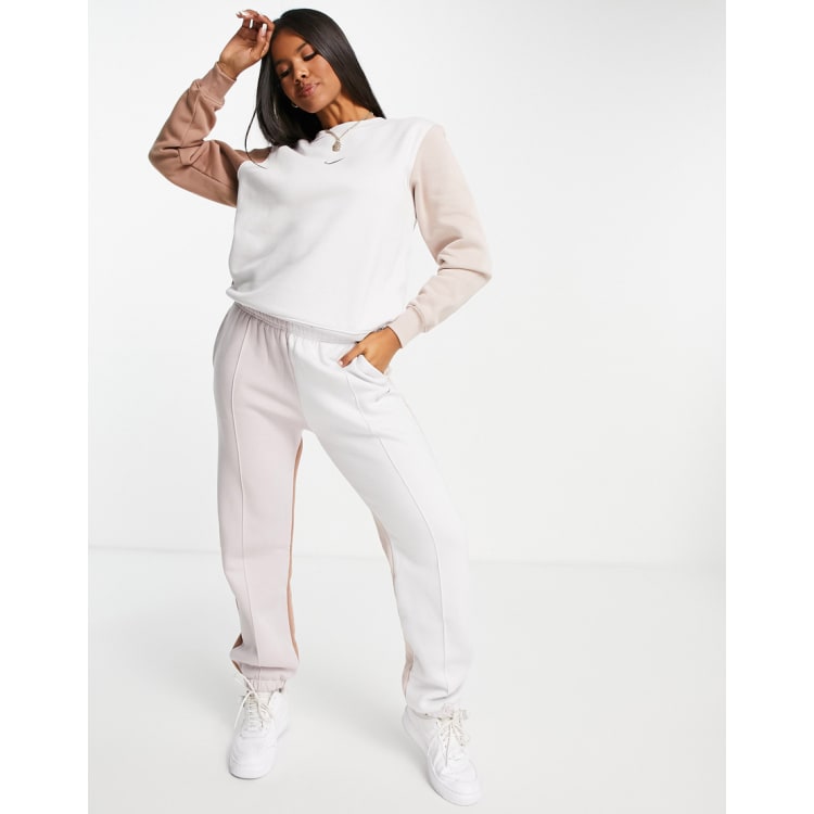 Nike Metallic Swoosh colour block tracksuit in neutrals ASOS