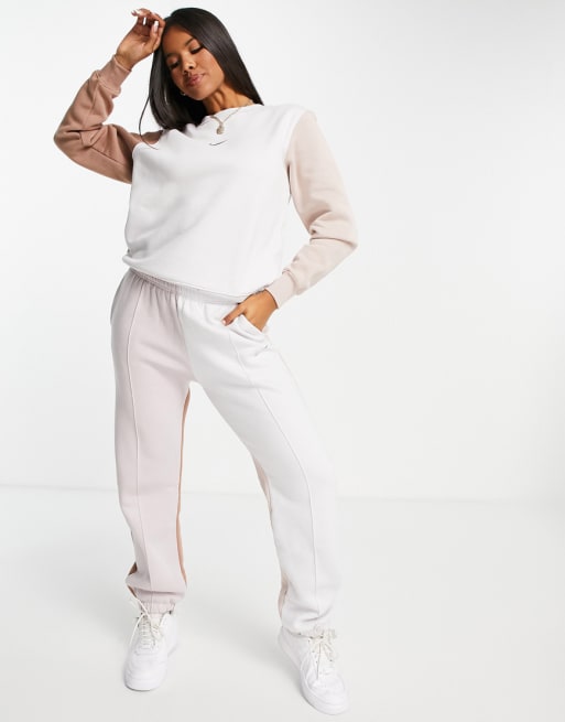 Nike Metallic Swoosh colour block tracksuit in neutrals ASOS