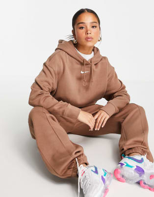 nike mini swoosh oversized trackies in khaki