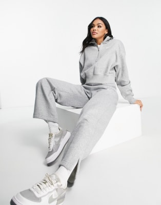 Nike mini swoosh oversized high rise joggers in grey and sail