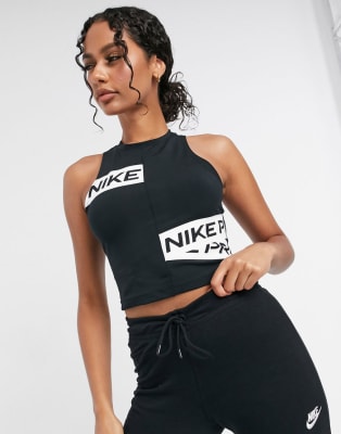 Nike Pro Training cropped leggings with logo taping in black