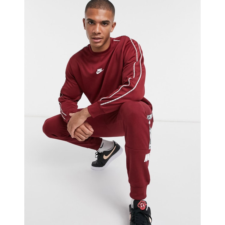 Burgundy nike hot sale tracksuit mens