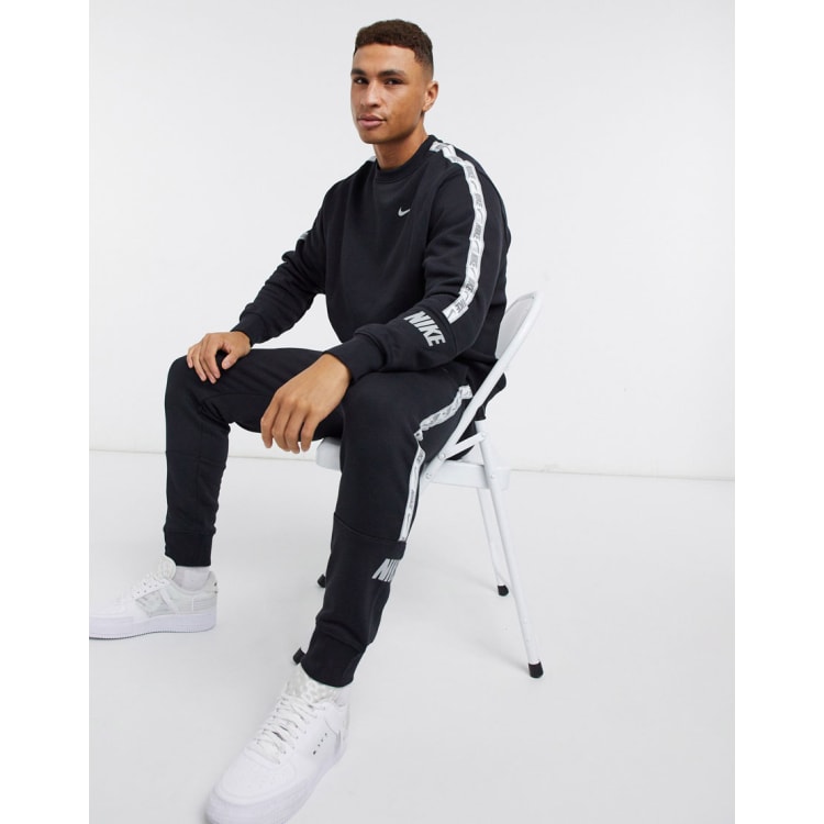 Nike tape best sale tracksuit black