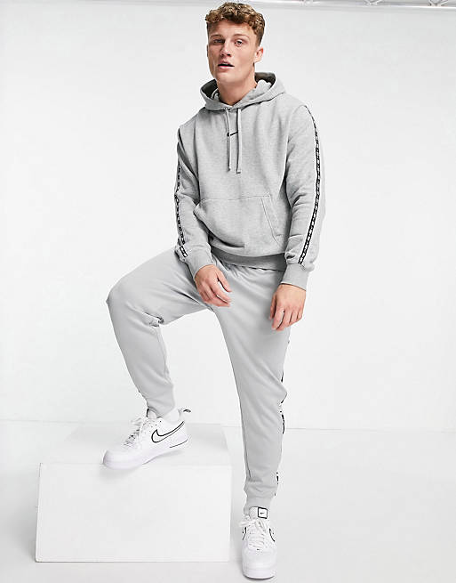 Nike Repeat taping fleece tracksuit in grey