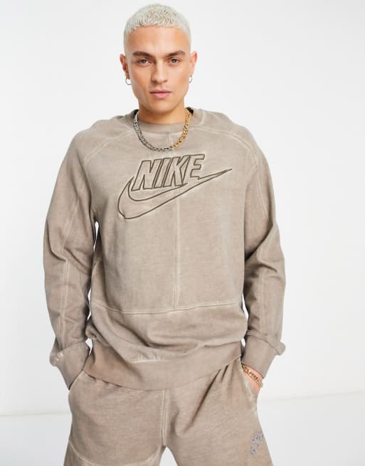 Nike - Revival - Duurzame co-ord set van fleece met ingezette vlakken in Moon Fossil in grijs
