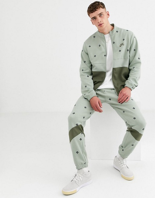 Nike SB nomad print tracksuit in green