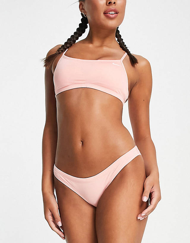 Nike Swimming - high waist bottom in pink with matching set