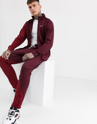 nike burgundy tracksuit mens