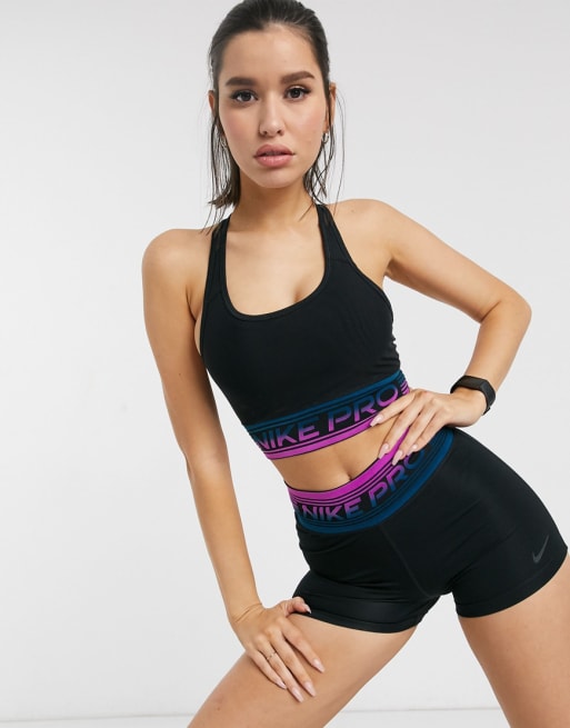 Nike Training Pro Bra And Shorts In Black Mesh Asos