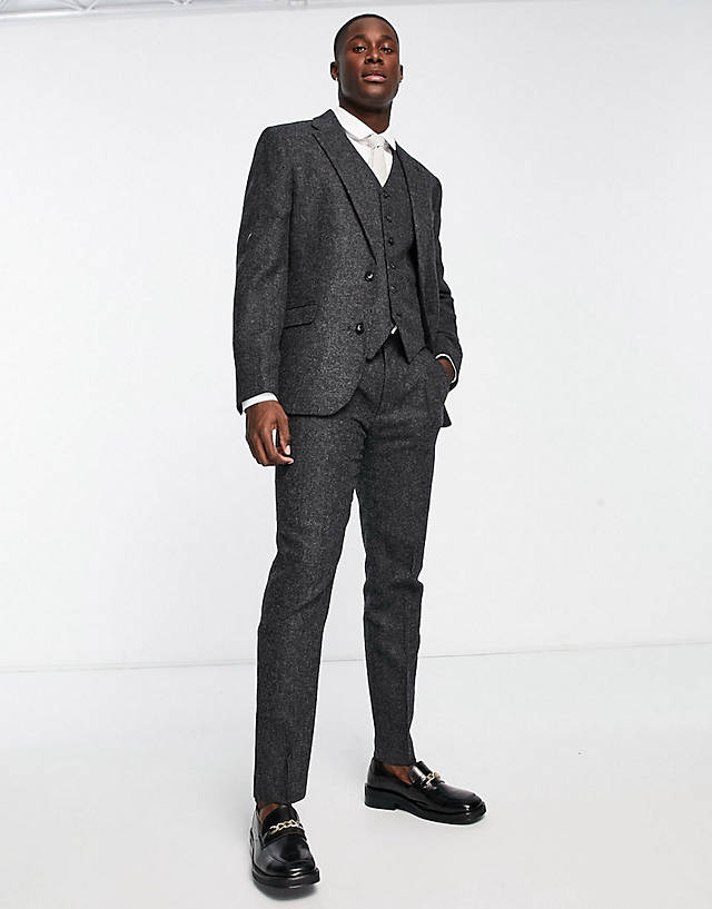 Noak - british tweed slim suit in charcoal grey