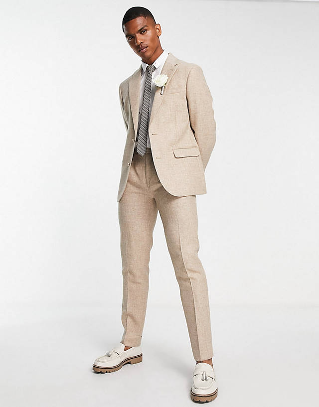 Noak - british tweed slim suit in stone
