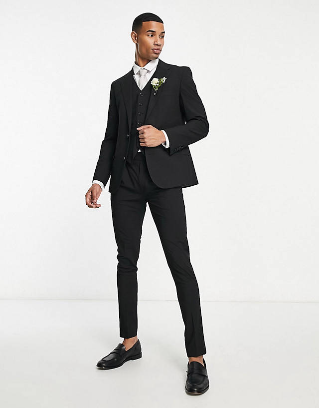 Noak - 'camden' skinny premium fabric suit in black with stretch