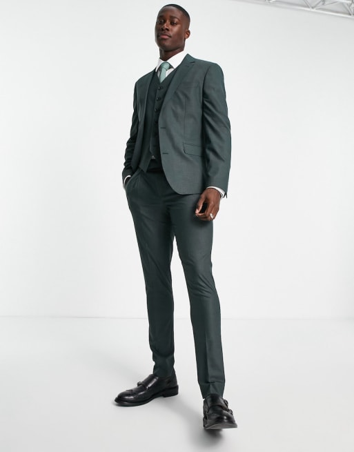 Noak 'Camden' skinny premium fabric suit in forest green with two-way stretch