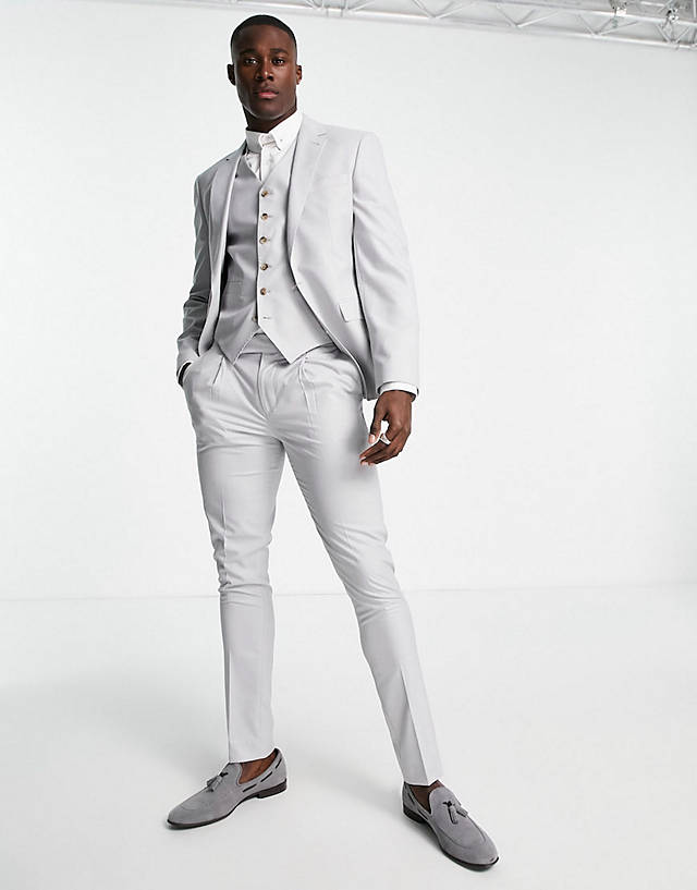 Noak - 'camden' skinny premium fabric suit in light grey with two-way stretch