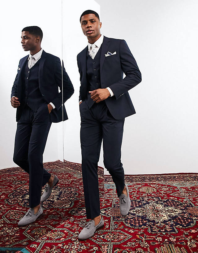 Noak - 'camden'  skinny premium fabric suit in navy with two-way stretch