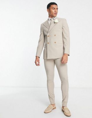 Noak 'Camden' skinny premium fabric suit trousers in stone with stretch