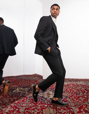 Noak 'Camden' slim premium fabric  suit in black with two-way stretch